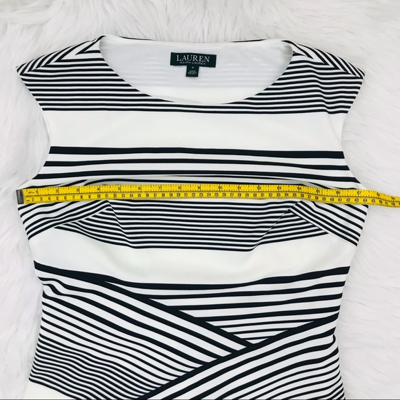 Lauren Ralph Lauren Black White Stripped Boat Neck Dress - Picture 9 of 10